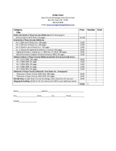 Order Form Bryan County Genealogy Library & Archives Box 153, Calera OK5848 Email: 