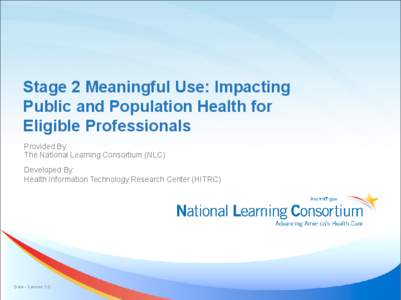 Stage 2 Meaningful Use Population and Public Health Measures