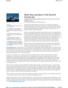 Printable  Page 1 of 2 More than just stars in the Summit County sky