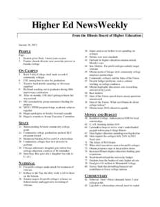 Higher Ed NewsWeekly from the Illinois Board of Higher Education January 26, 2012 PEOPLE Page