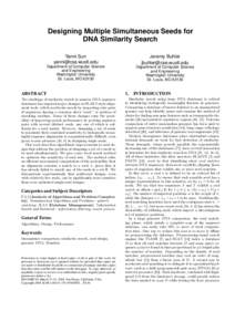 Designing Multiple Simultaneous Seeds for DNA Similarity Search Jeremy Buhler   Yanni Sun