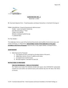 Page 1 of 3  ADDENDUM NO. 1 November 5, 2014  RE: Overland Industrial Park – Pond Excavation and Sewer Demolition in the North Parking Lot