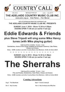 Adelaide Country Music Club Country Call - June  - July 2014 Issue - Vol 25.3