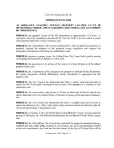 City of College Place Ordinance 1098