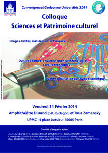 Convergence@Sorbonne UniversitésColloque Sciences et Patrimoine culturel  Crédit photo : Ph. Colomban LADIR/CNRS/UPMC - Département Islam/Musée du Louvre