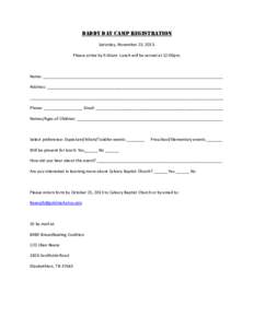 Daddy Day Camp registration form