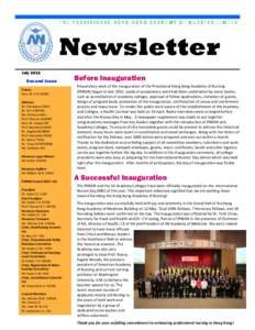 THE PROVISIONAL HONG KONG ACADEMY OF NURSING LIMTED  Newsletter July 2012 Second Issue Patron