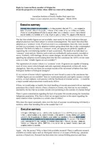 Reply by Cameron Horn, member of Origins Inc (from the perspective of a father whose child was removed by adoption) Reply to Australian Institute of Family Studies final report into Impact of past adoption practices (Hig