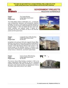 This page was generated from a sample database with a single click of the mouse using Government Forms Software and the MS Word Interface! GOVERNMENT PROJECTS RELEVANT EXPERIENCE Project: