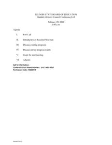 Student Advisory Council Conference Call Meeting Agenda:  February 22, 2012