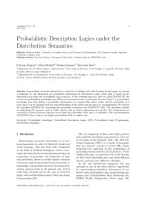 1  Undefined–26 IOS Press  Probabilistic Description Logics under the