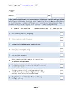 Psychology / Patient Health Questionnaire / Major depressive disorder / Depression / Rating scales for depression / Mood disorders / Psychiatry / Mind