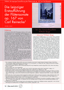 THEMA: Die Leipziger Erstaufführung der Flötensonate op. 167 von Carl Reinecke Alfred Naumann: Carl Reinecke,1893 Die Leipziger Erstaufführung der Flötensonate