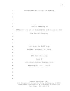 Public Hearing Transcript - Effluent Limitation Guidelines and Standards for the Dental Category