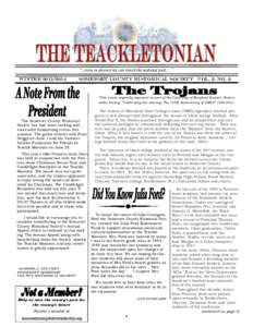 “...even in absence we can touch the material past…” wintersomerset county historical society Vol. 2, No. 2  *This article originally appeared as part of the University of Maryland Eastern Shore’s