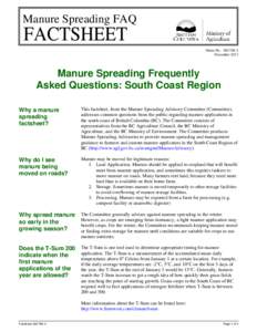 Manure Spreading FAQ Order No[removed]December 2013 Manure Spreading Frequently Asked Questions: South Coast Region