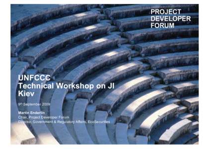 UNFCCC Technical Workshop on JI Kiev 9th September 2009 Martin Enderlin Chair, Project Developer Forum