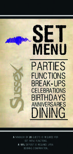 SET MENU parties functions break-ups