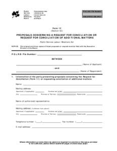 Form 12 (Section 52) Proposals concerning a request for conciliation or request for conciliation of additional matters