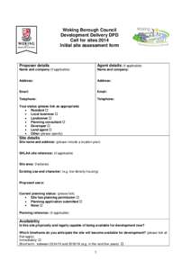 Woking Borough Council Development Delivery DPD Call for sites 2014 Initial site assessment form  Proposer details