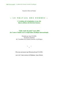 http://www.asmp.fr - Académie des Sciences morales et politiques  Faculté de Droit de Poitiers «