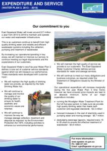 EXPENDITURE AND SERVICE (WATER PLAN 3, 2013 – 2018) WATER LEAKS Our commitment to you East Gippsland Water will invest around $17 million