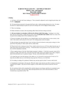 BABE RUTH LEAGUE INC. - SOUTHEAST REGION District, State, and Regional Babe Ruth Softball 2013 T-BALL TOURNAMENT RULES ModifiedBatting