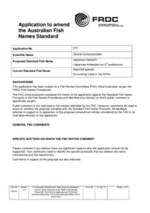 Application to amend the Australian Fish Names Standard Application No  215