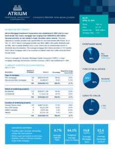 canada’s premier non-bank LendeR  TM investor fact sheet