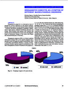 Journal of IMAB - Annual Proceeding (Scientific Papers) 2007, vol. 13, book 2  DESQUAMATIVE GINGIVITIS AS A SYMPTOM OF DIFFERENT MUCOCUTANEOUS DISORDERS Christina Popova, Velitchka Doseva, Kamen Kotsilkov Department of P