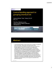 [removed]Andrew Anthony “Tony”  Havics, CIH, PE pH2, LLC Thursday, February 20, 2014 Indiana Health & Safety Conference