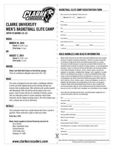 basketball Elite camp Registration Form Which camp will you be attending? (Please check one) March 29, 2014 -OR- August 2, 2014