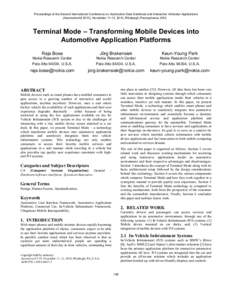 Proceedings of the Second International Conference on Automotive User Interfaces and Interactive Vehicular Applications (AutomotiveUI 2010), November 11-12, 2010, Pittsburgh, Pennsylvania, USA Terminal Mode – Transform