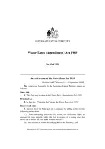 AUSTRALIAN CAPITAL TERRITORY  Water Rates (Amendment) Act 1989 No. 12 of 1989