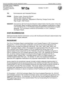 Staff Report and Recommendation Regarding Concurrence with the Executive Director's Determination on City of Huntington Beach LCPA[removed]Parkside IP Am.), Huntington Beach, Orange County