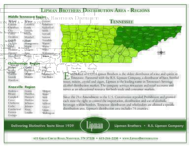 LIPMAN BROTHERS DISTRIBUTION AREA - REGIONS Middle Tennessee Region Bedford Cannon Cheatham Clay