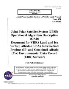 Joint Polar Satellite System / National Oceanic and Atmospheric Administration / NPOESS / European Drawer Rack / Albedo / Algorithm / Spaceflight / Atmospheric sciences / Earth