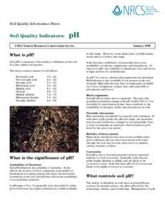 Soil Quality Information Sheet  Soil Quality Indicators: pH