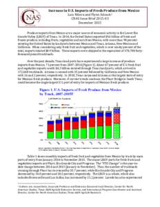 Increase in U.S. Imports of Fresh Produce from Mexico Luis Ribera and Flynn Adcock 1 CNAS Issue BriefDecemberProduce imports from Mexico are a major source of economic activity in the Lower Rio