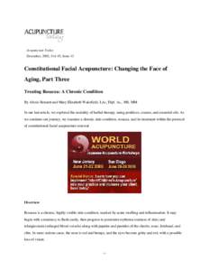 Constitutional Facial Acupuncture: Changing the Face of Aging, Part Three | acupuncturetoday.com
