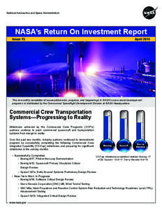 National Aeronautics and Space Administration  NASA’s Return On Investment Report Issue 15