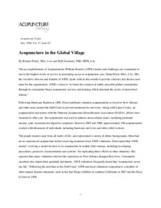 Acupuncture in the Global Village