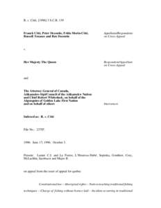 R. v. Côté, [[removed]S.C.R[removed]Franck Côté, Peter Decontie, Frida Morin-Côté, Russell Tenasco and Ben Decontie  Appellants/Respondents