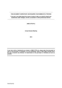 ___________________________________________________________________________ THIS DOCUMENT IS IMPORTANT AND REQUIRES YOUR IMMEDIATE ATTENTION If you are in any doubt about the course of action to take, you should consult 