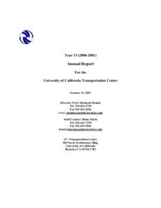 Year[removed]Annual Report For the University of California Transportation Center October 15, 2001