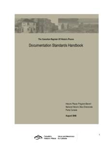 The Canadian Register Of Historic Places  Documentation Standards Handbook Historic Places Program Branch National Historic Sites Directorate