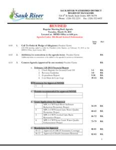 SAUK RIVER WATERSHED DISTRICT BOARD OF MANAGERS 524 4th St South, Sauk Centre, MNPhone: (Fax: (Visit us online at: www.srwdmn.org