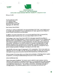 Governor Inslee Letter to Attorney General Eric Holder - Dated February 12, 2013