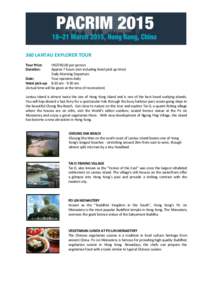 360 LANTAU EXPLORER TOUR Tour Price: Duration: HKD760.00 per person Approx 7 hours (not including hotel pick up time)