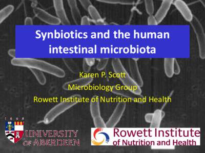 Synbiotics and the human intestinal microbiota Karen P. Scott Microbiology Group Rowett Institute of Nutrition and Health